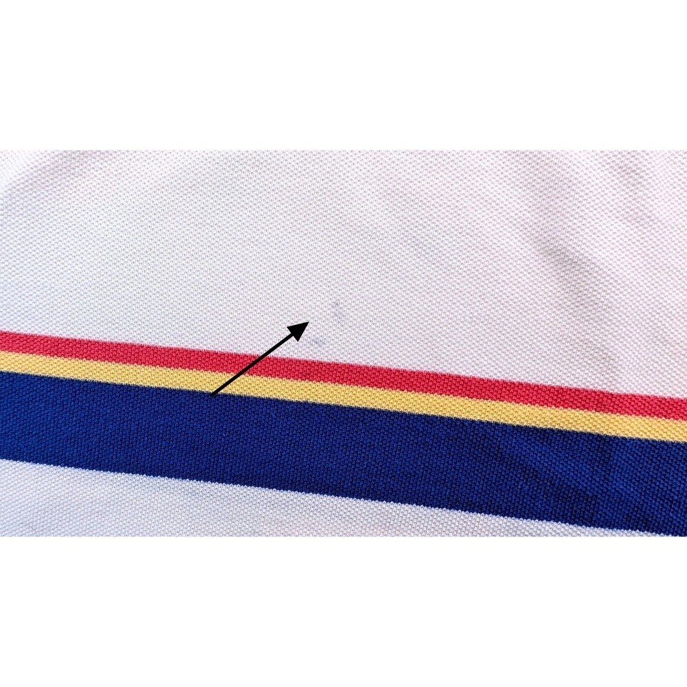 Polo Ralph Lauren Mens Custom Fit Striped Polo Shirt White Blue Red Yellow M - Picture 7 of 9